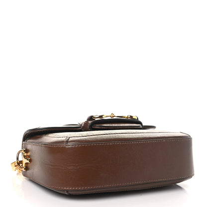 Gucci GG Supreme Monogram Azalea Calfskin Web Mini Horsebit 1955 Shoulder Bag Beige Ebony Brown Sugar 4 of 19
