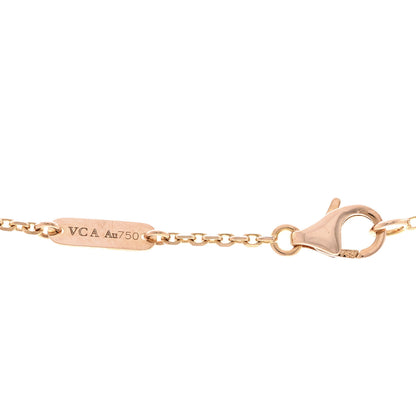 Van Cleef & Arpels 18K Rose Gold Diamond Carnelian Vintage Alhambra Pendant Necklace 4 of 5