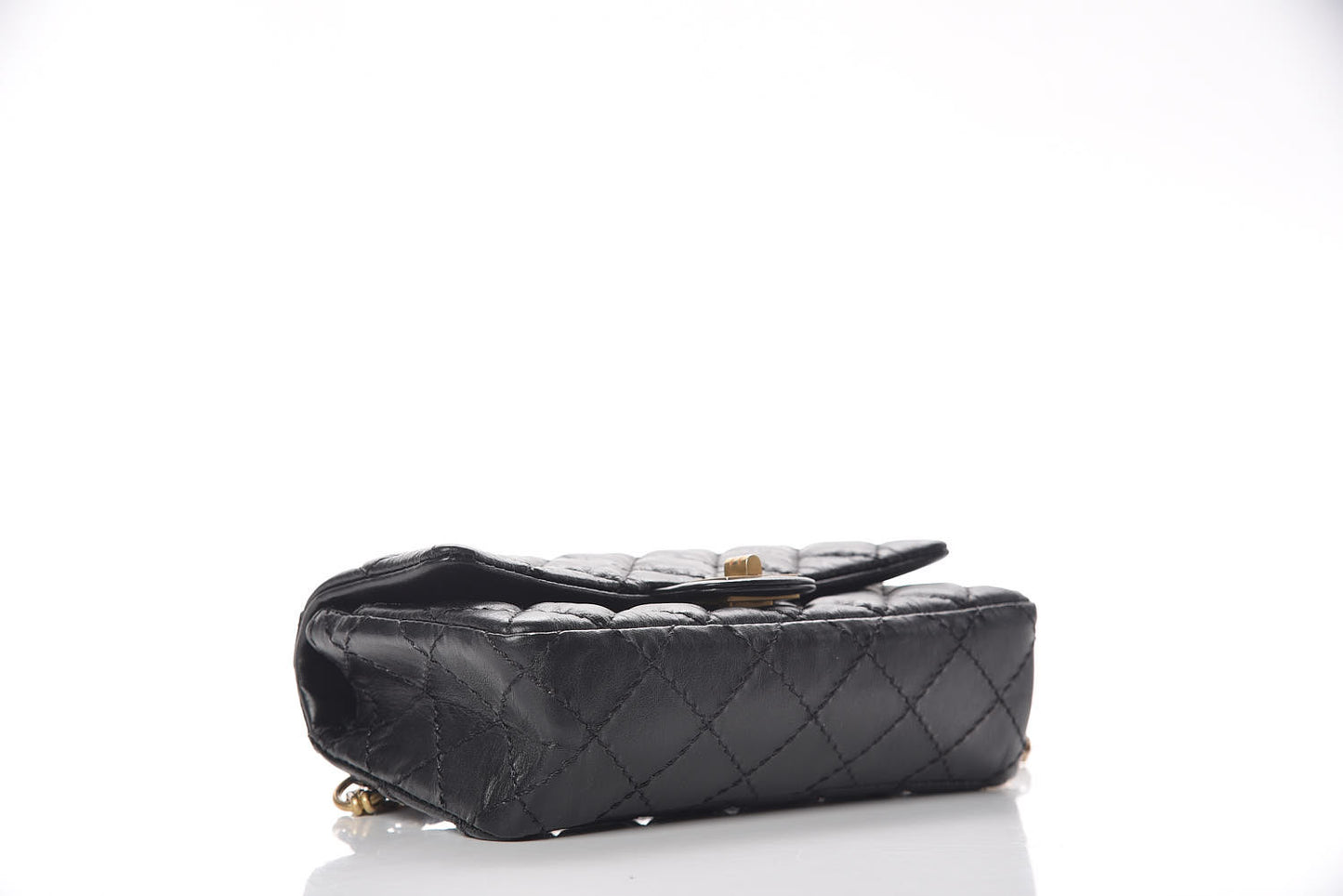 Aged Calfskin Quilted 2.55 Reissue Flap Belt Bag Clutch Black