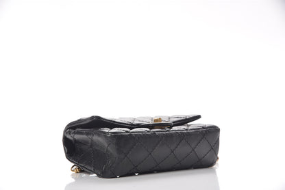 Chanel Aged Calfskin Quilted 2.55 Reissue Flap Belt Bag Clutch Black 4 of 12