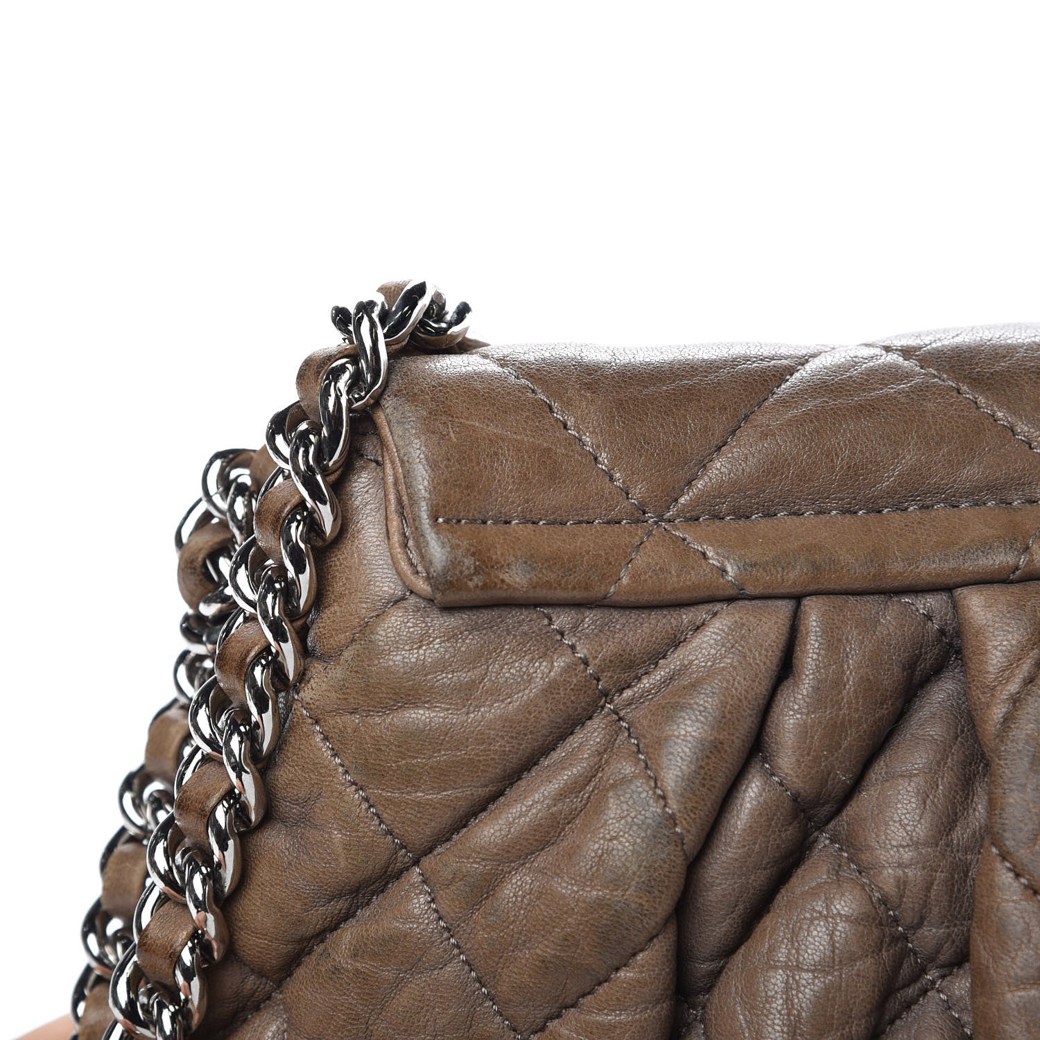 Chanel Washed Lambskin Quilted Medium Chain Around Flap Khaki 11 of 18