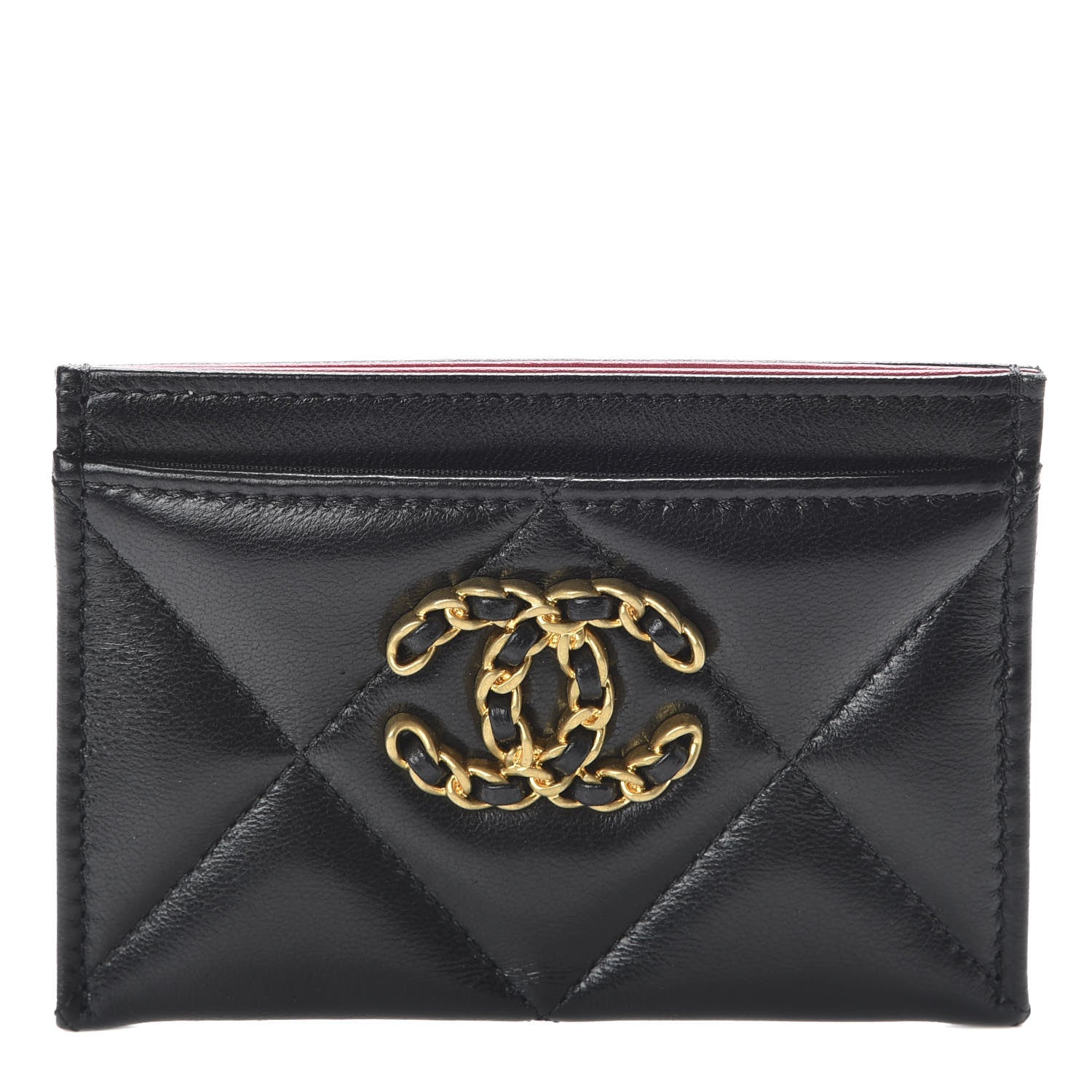 Chanel Shiny Goatskin Quilted 19 Card Holder Black 1 of 9