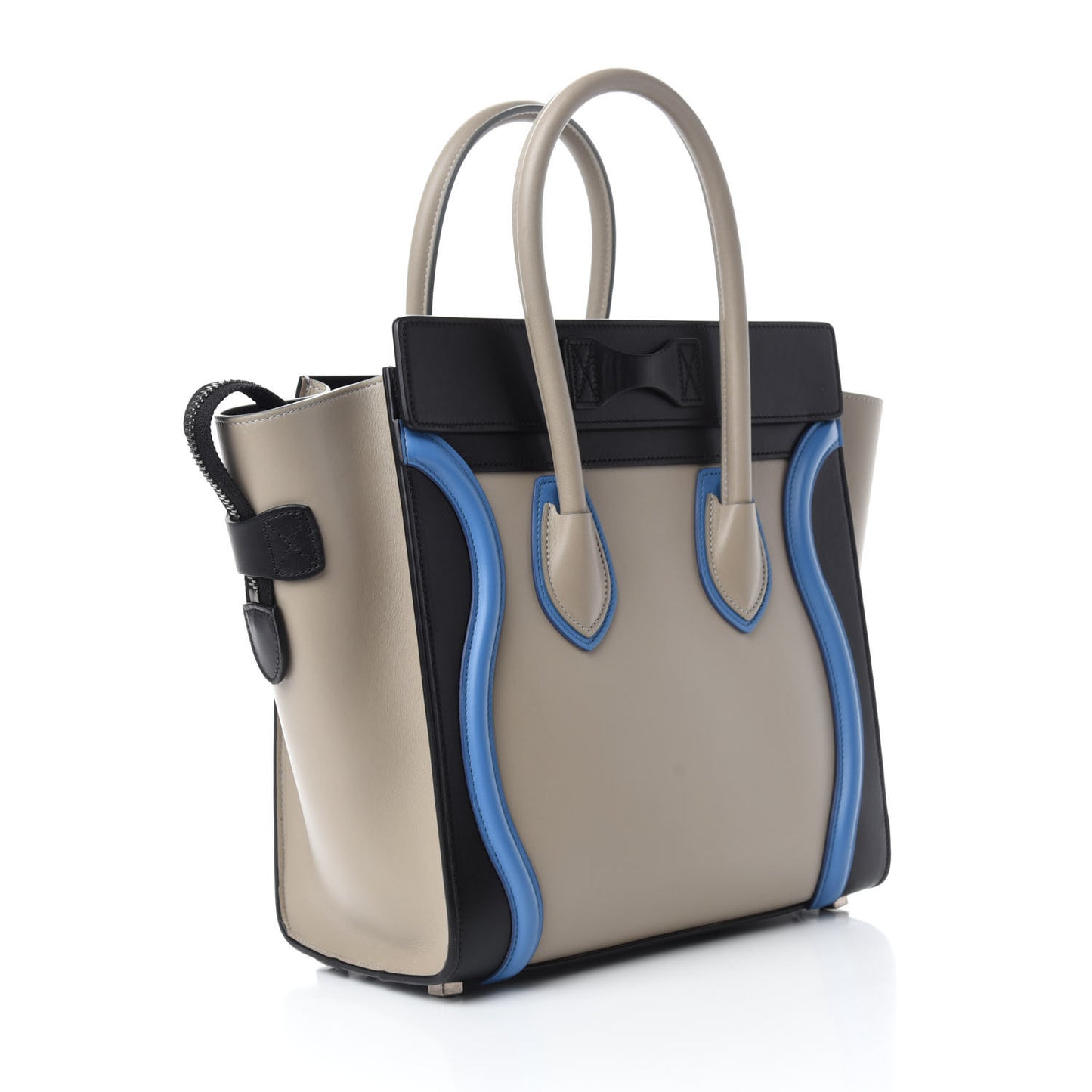 Shiny Smooth Calfskin Micro Tri-Color Luggage Quartz
