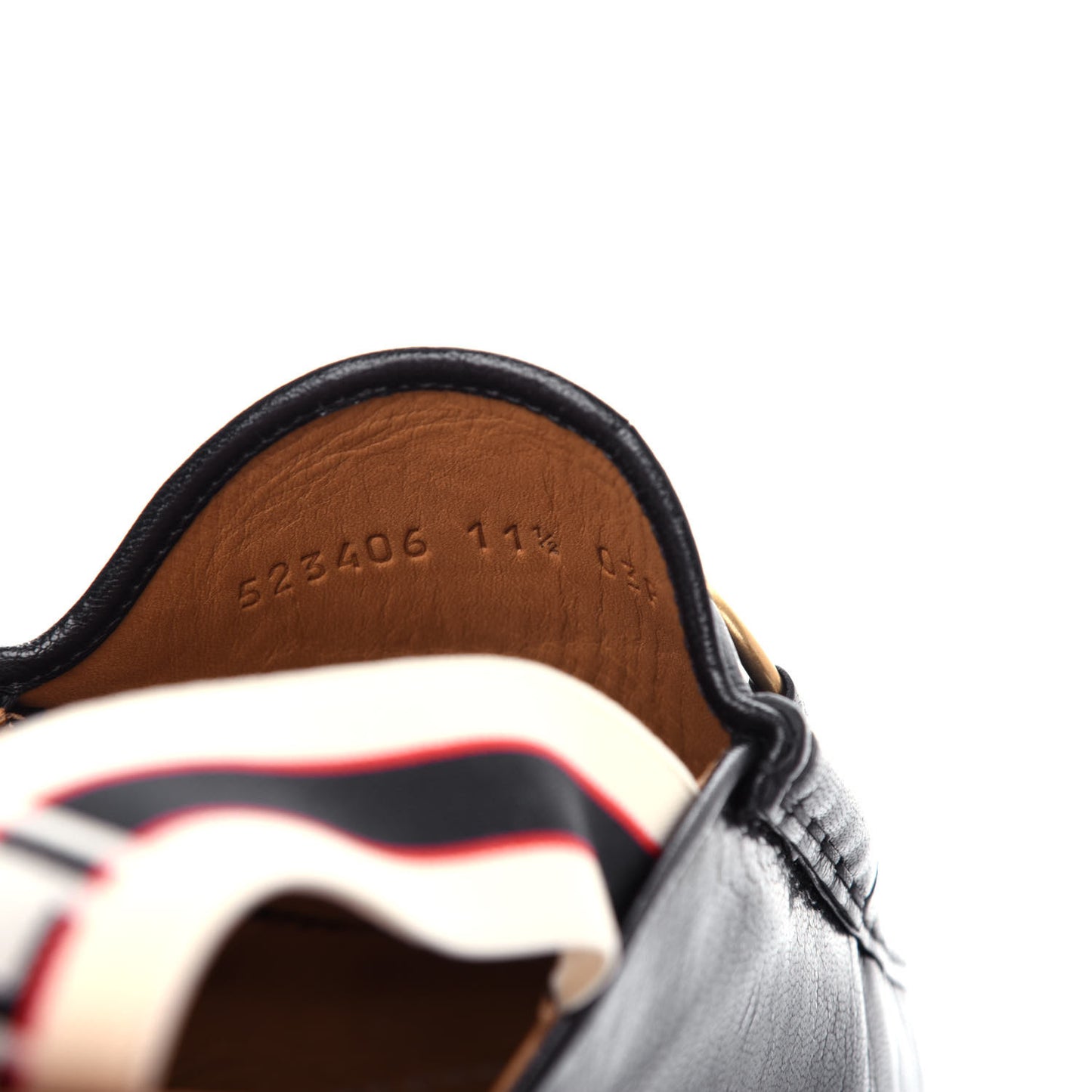 Goatskin Stripe Mens Horsebit Slingback Slippers 11.5 Black