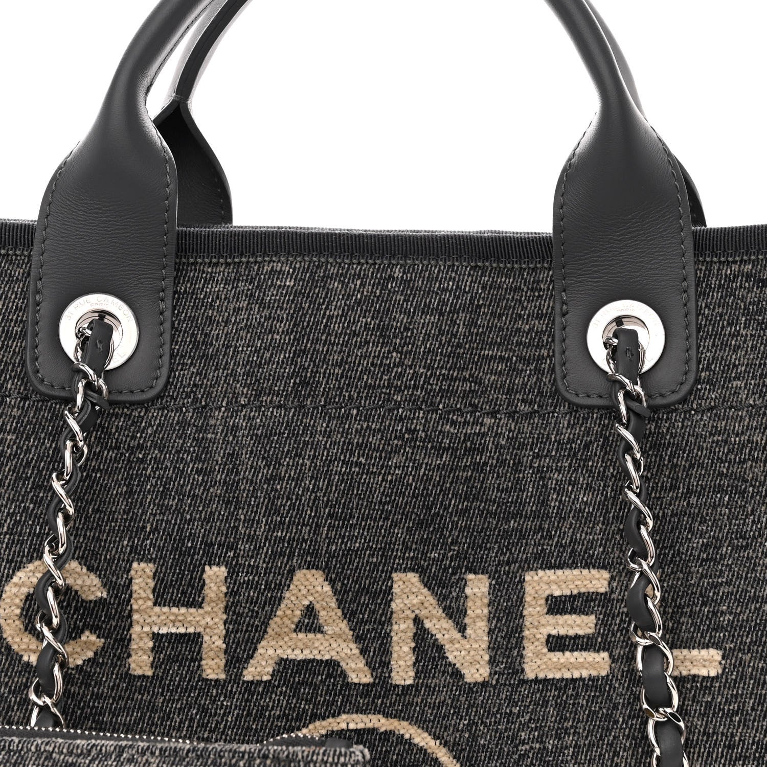 Chanel Denim Small Deauville Tote Grey 8 of 10