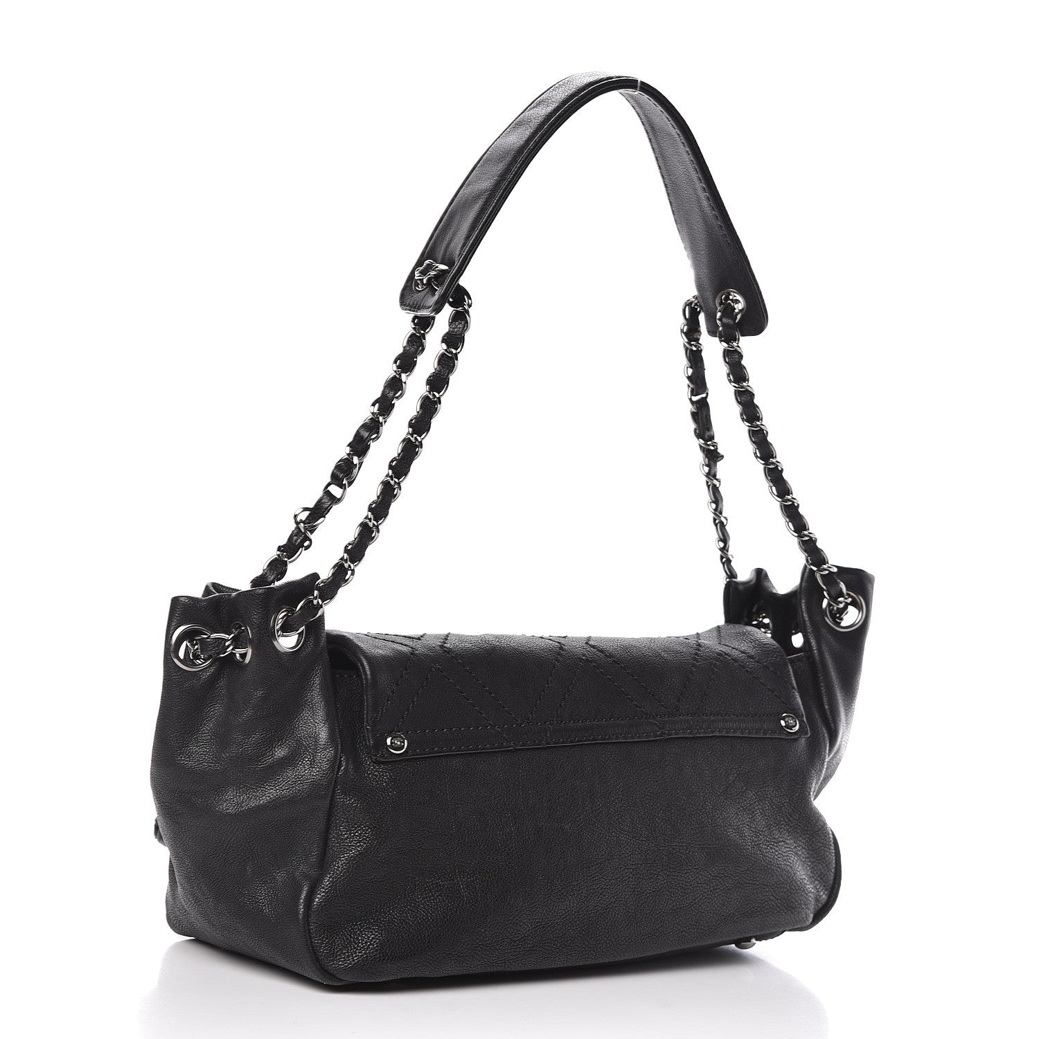 Chanel Calfskin Diamond Stitch Accordion Flap Black 3 of 11