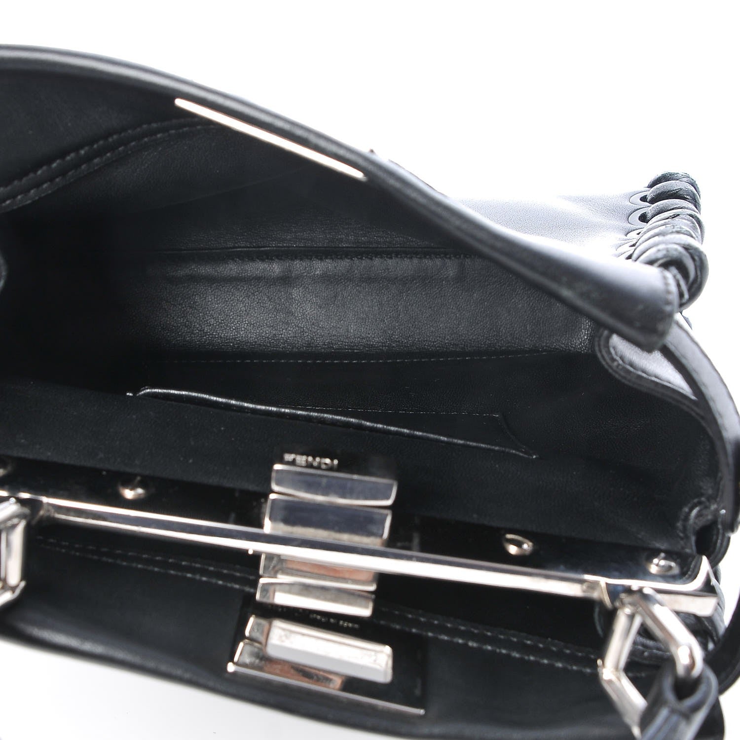 Fendi Nappa Lace Up Mini Peekaboo Iconic Satchel Black 5 of 7