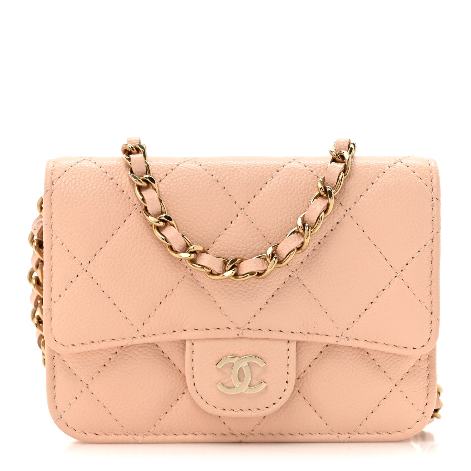 Chanel Caviar Quilted Mini Chain Bag Beige 1 of 10