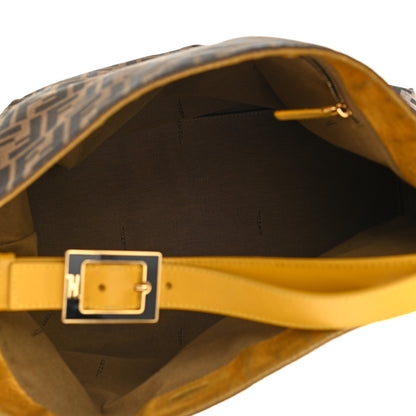 Fendi Zucca Vitello Large Hobo Tobacco Ocra Moro Black 5 of 14