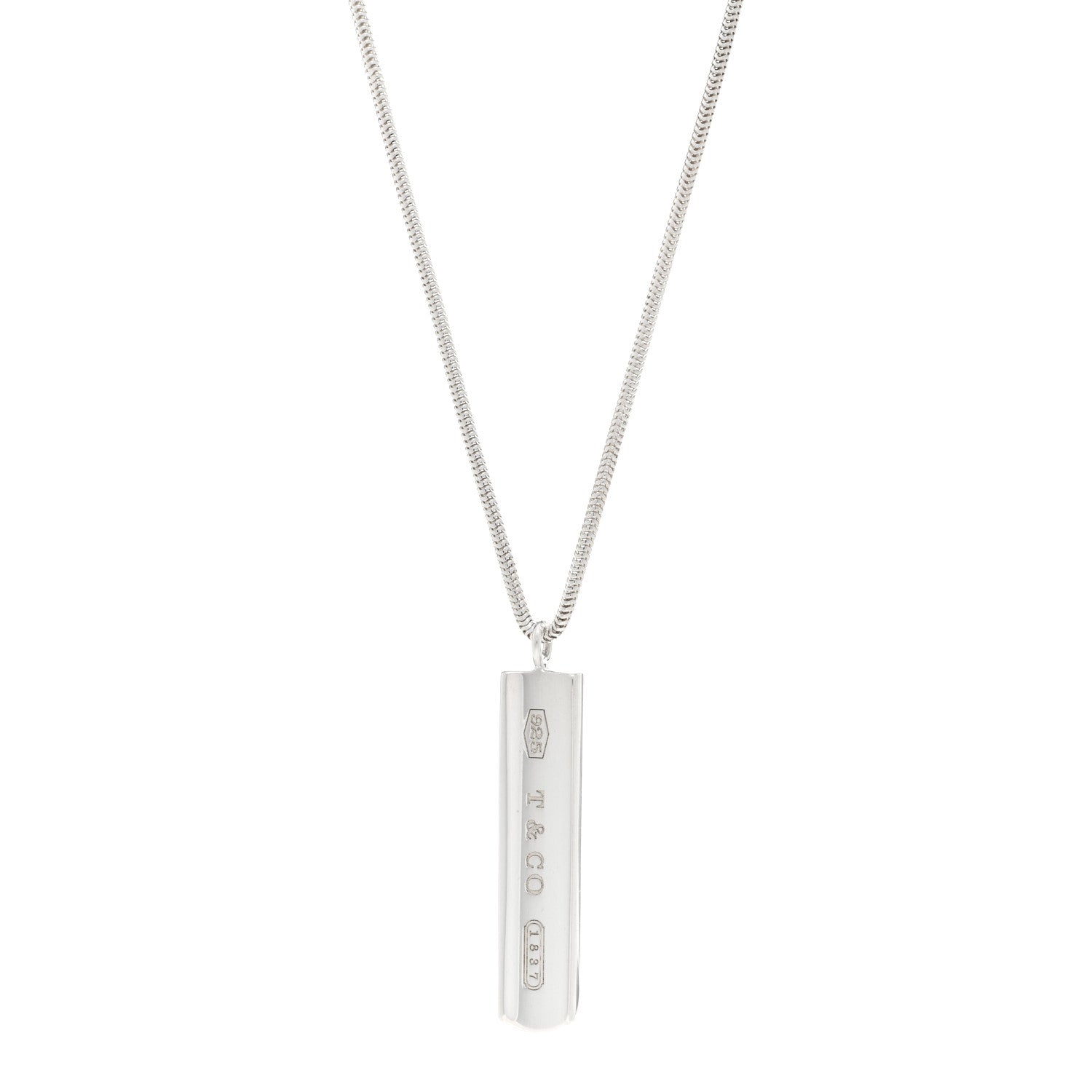 Tiffany Sterling Silver 1837 Bar Pendant Necklace 1 of 4