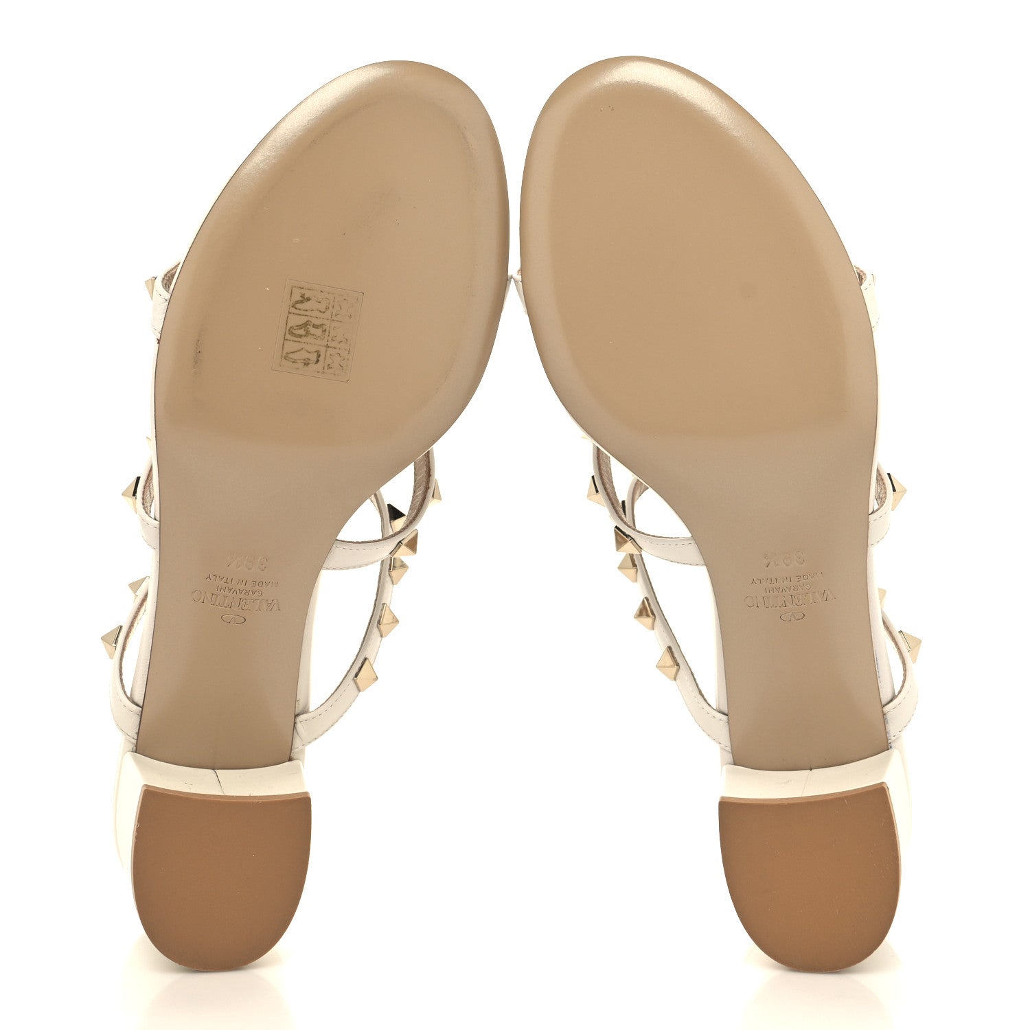 Valentino Garavani Calfskin Rockstud 60mm Caged Slide Sandals 39.5 Optic White 5 of 9