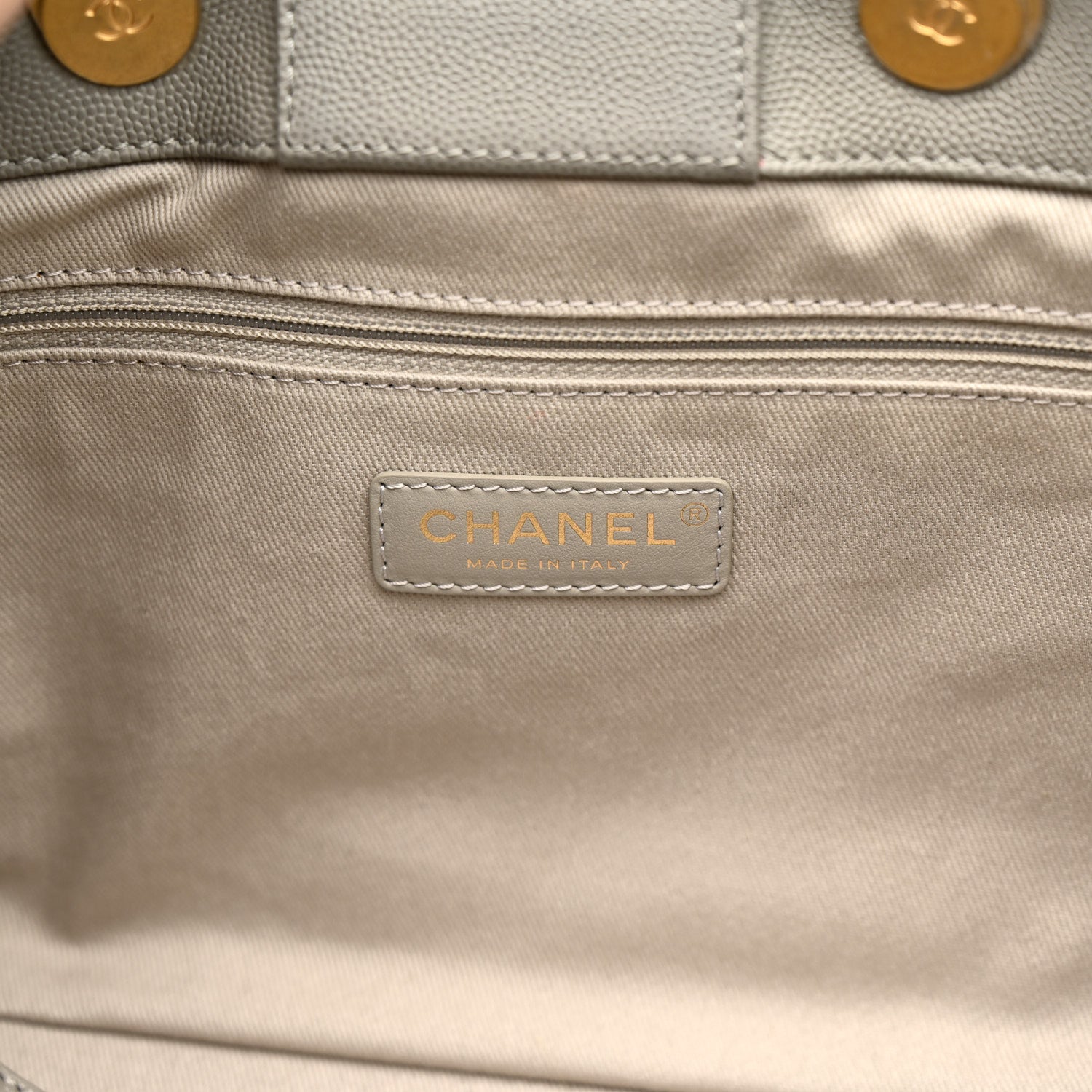 Chanel Caviar Quilted Coco Handle Shopping Tote Grey 7 of 12