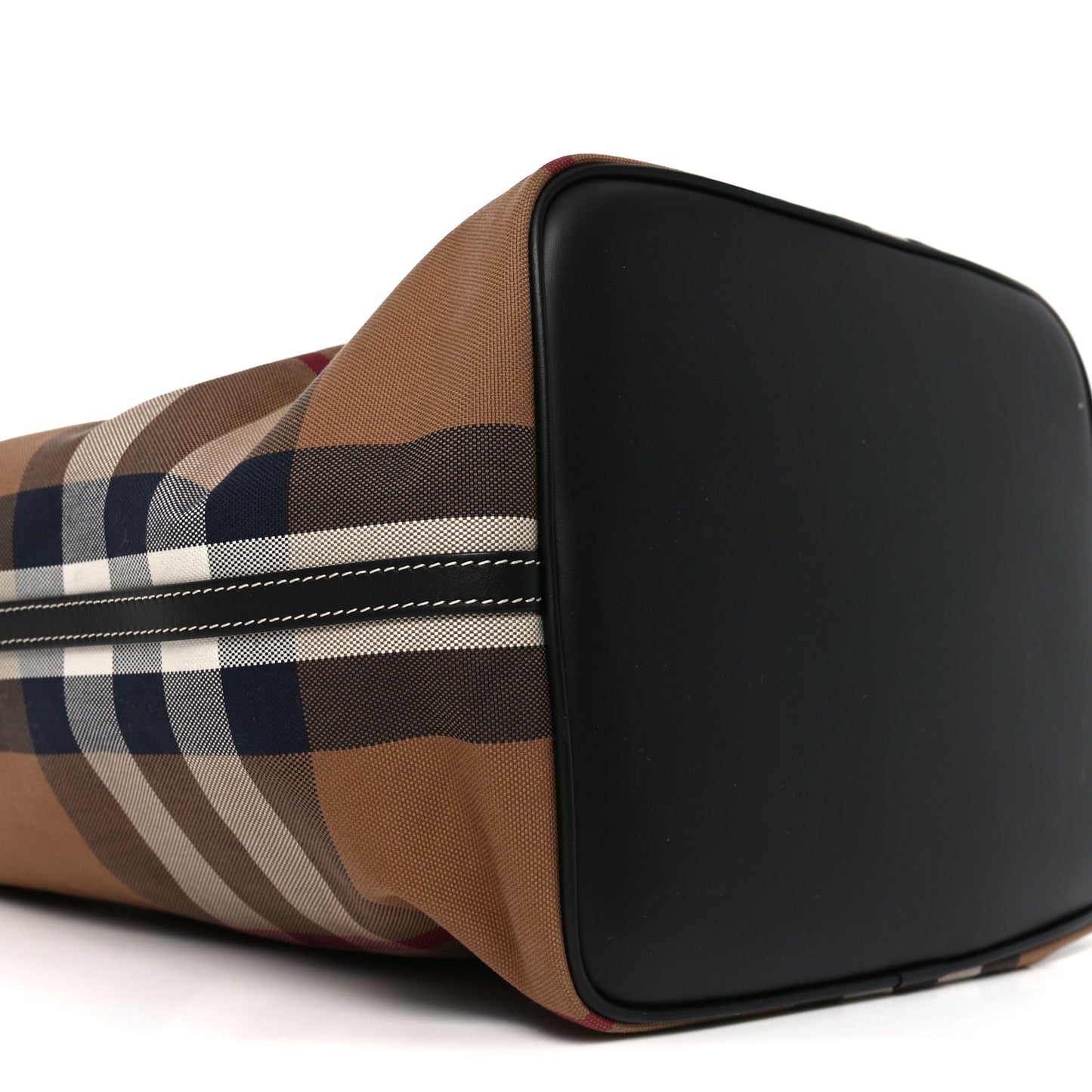 Giant Check Canvas Calfskin Ashby Bucket Bag Birch Brown