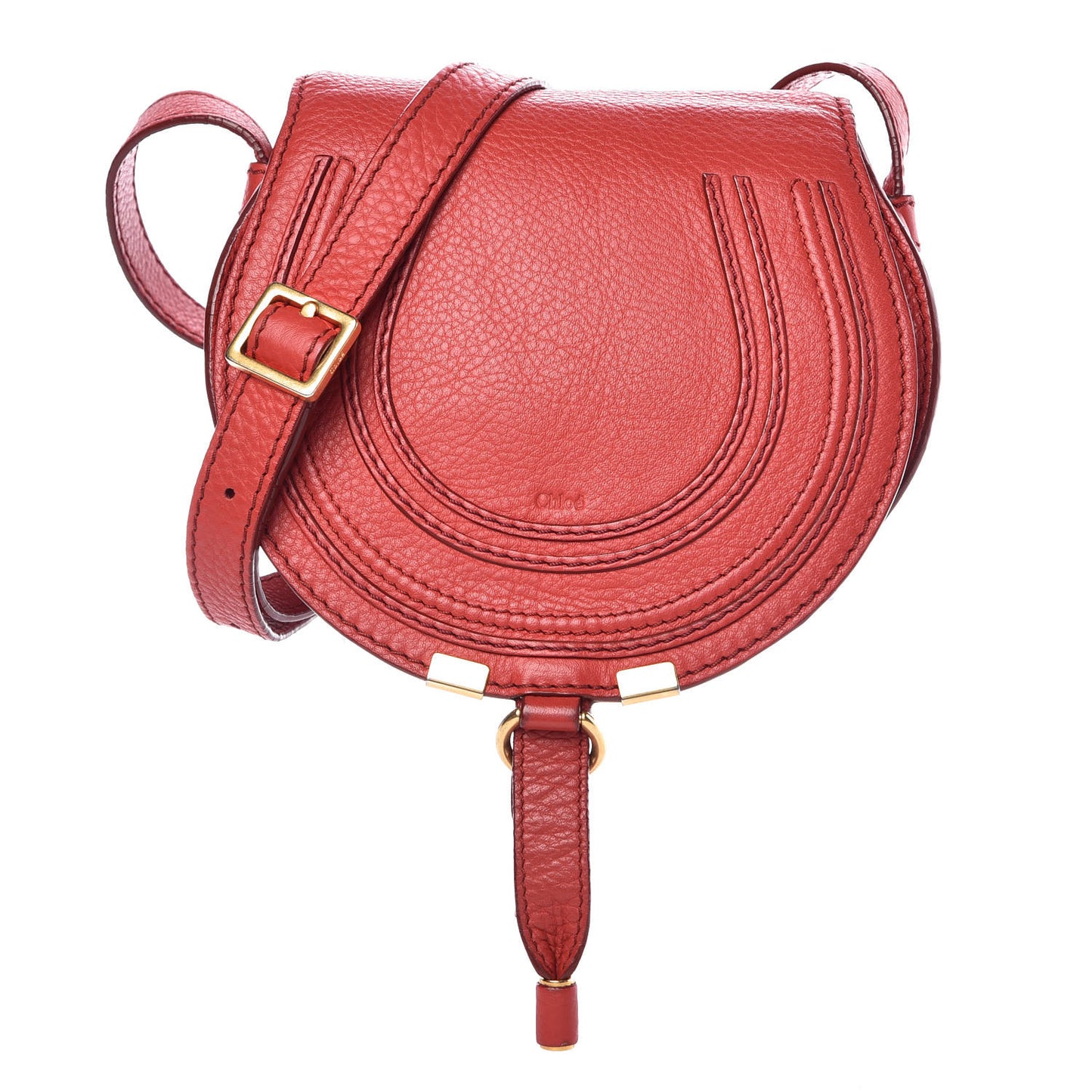 Calfskin Mini Marcie Round Crossbody Bag Red