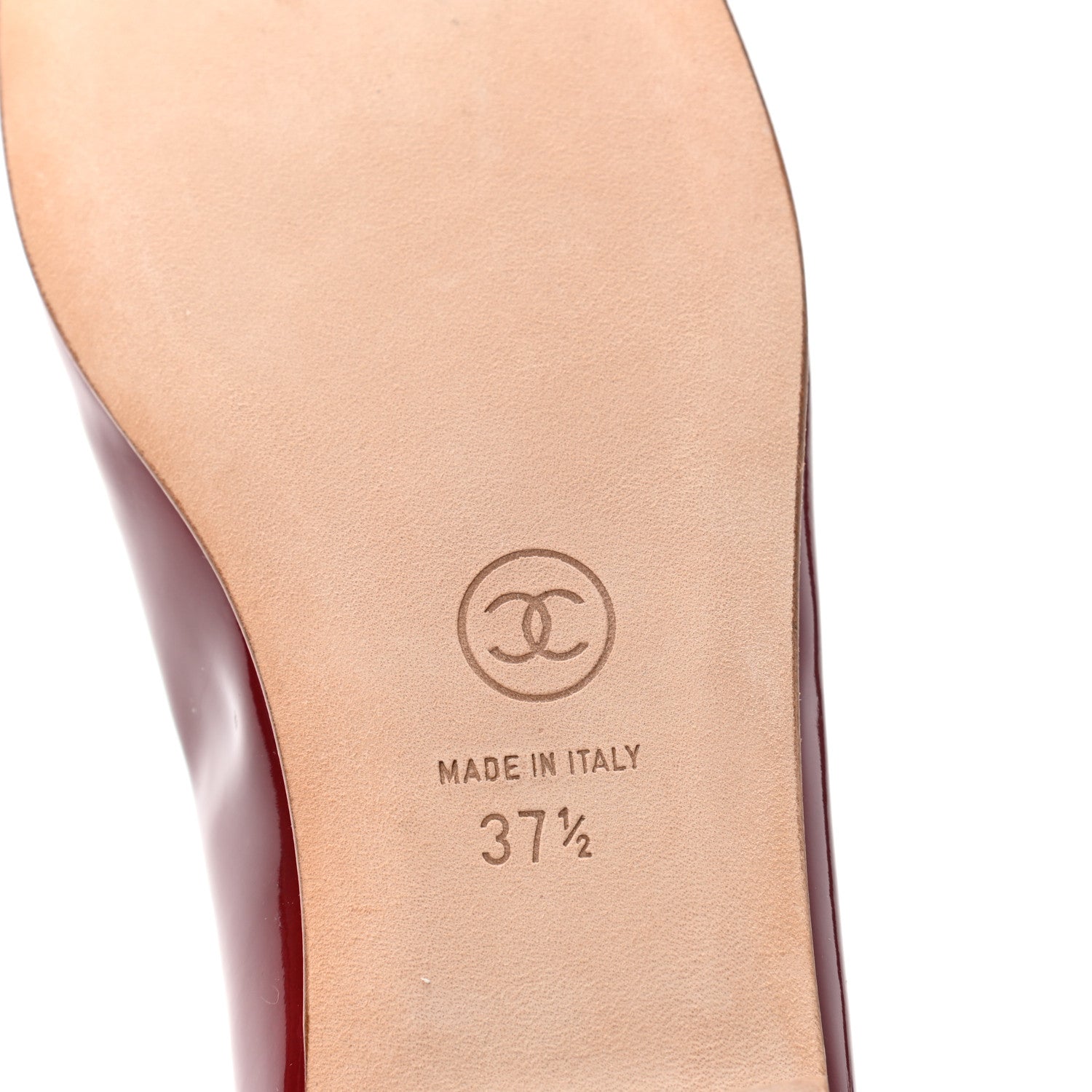 Chanel Patent CC Cap Toe Ballerina Flats 37.5 Red 6 of 7