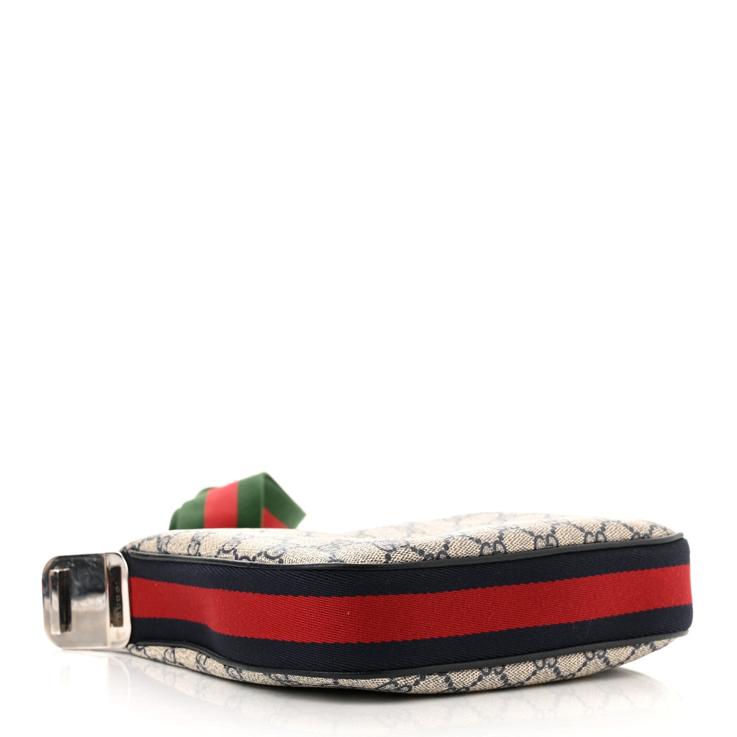 Gucci GG Supreme Monogram Textured Calfskin Web Small Attache Shoulder Bag Beige Blue 3 of 11