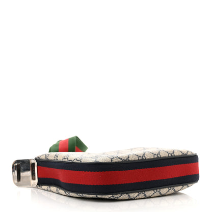 Gucci GG Supreme Monogram Textured Calfskin Web Small Attache Shoulder Bag Beige Blue 3 of 11