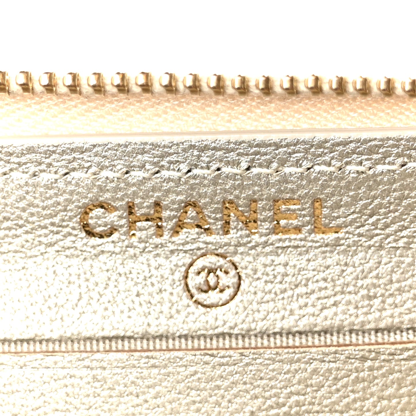 Metallic Sheepskin Chevron Quilted Medium Mademoiselle Vintage Zip Around Wallet Silver