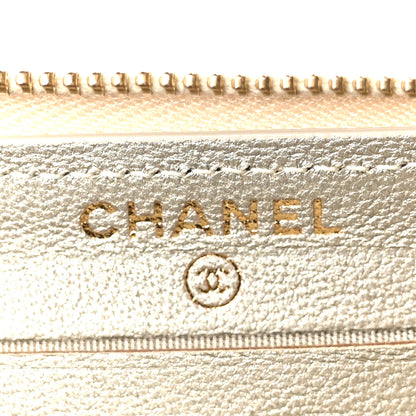 Chanel Metallic Sheepskin Chevron Quilted Medium Mademoiselle Vintage Zip Around Wallet Silver 6 of 10