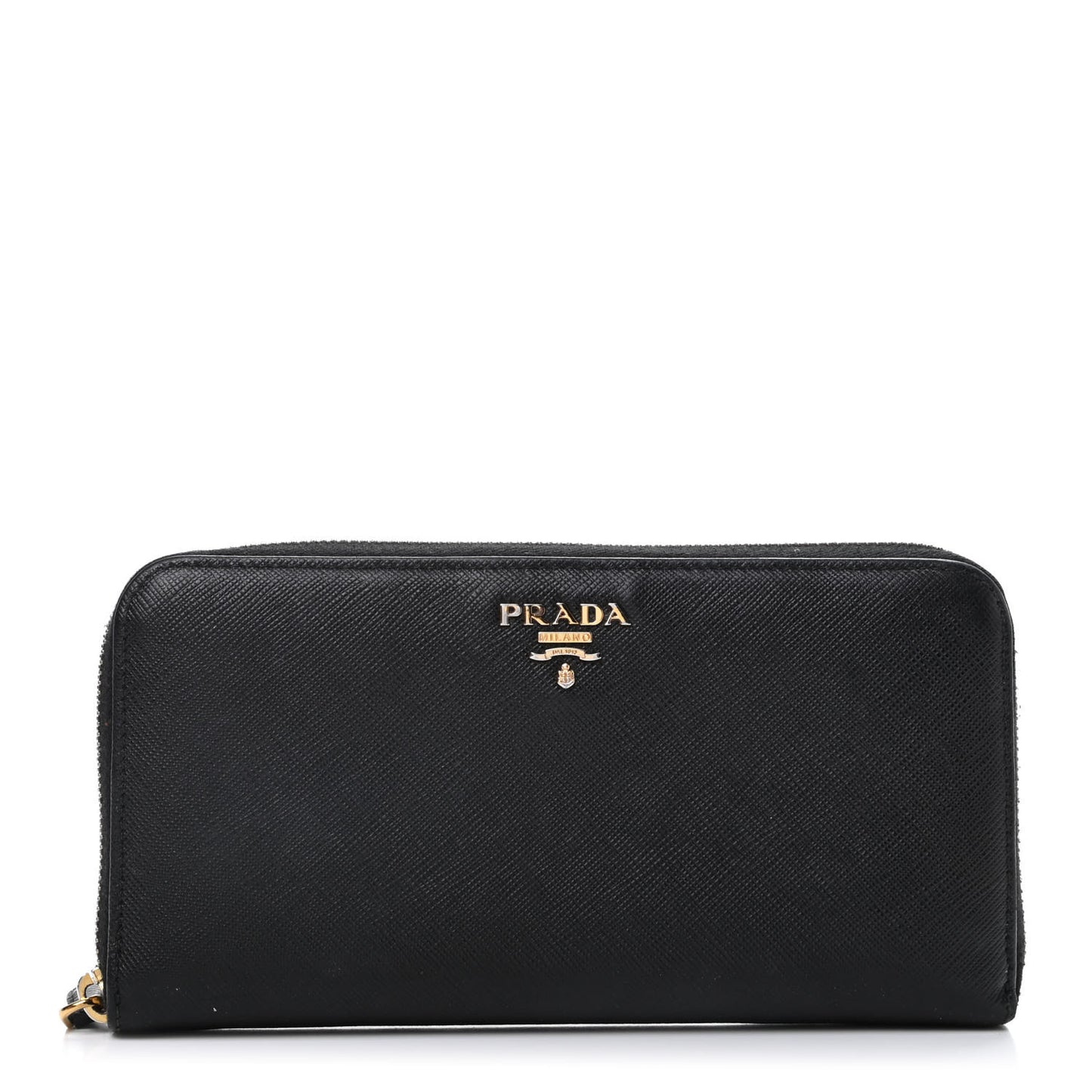 Saffiano Metal Zip Around Wallet Black