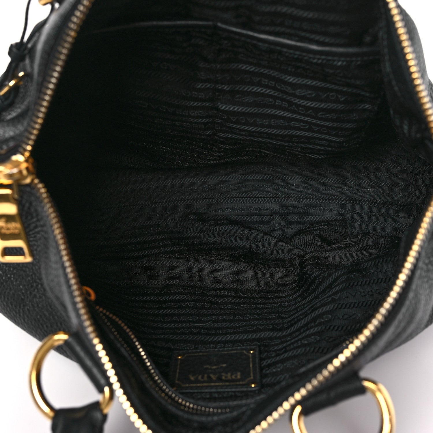 Prada Vitello Daino Top Handle Zip Tote Black 5 of 9
