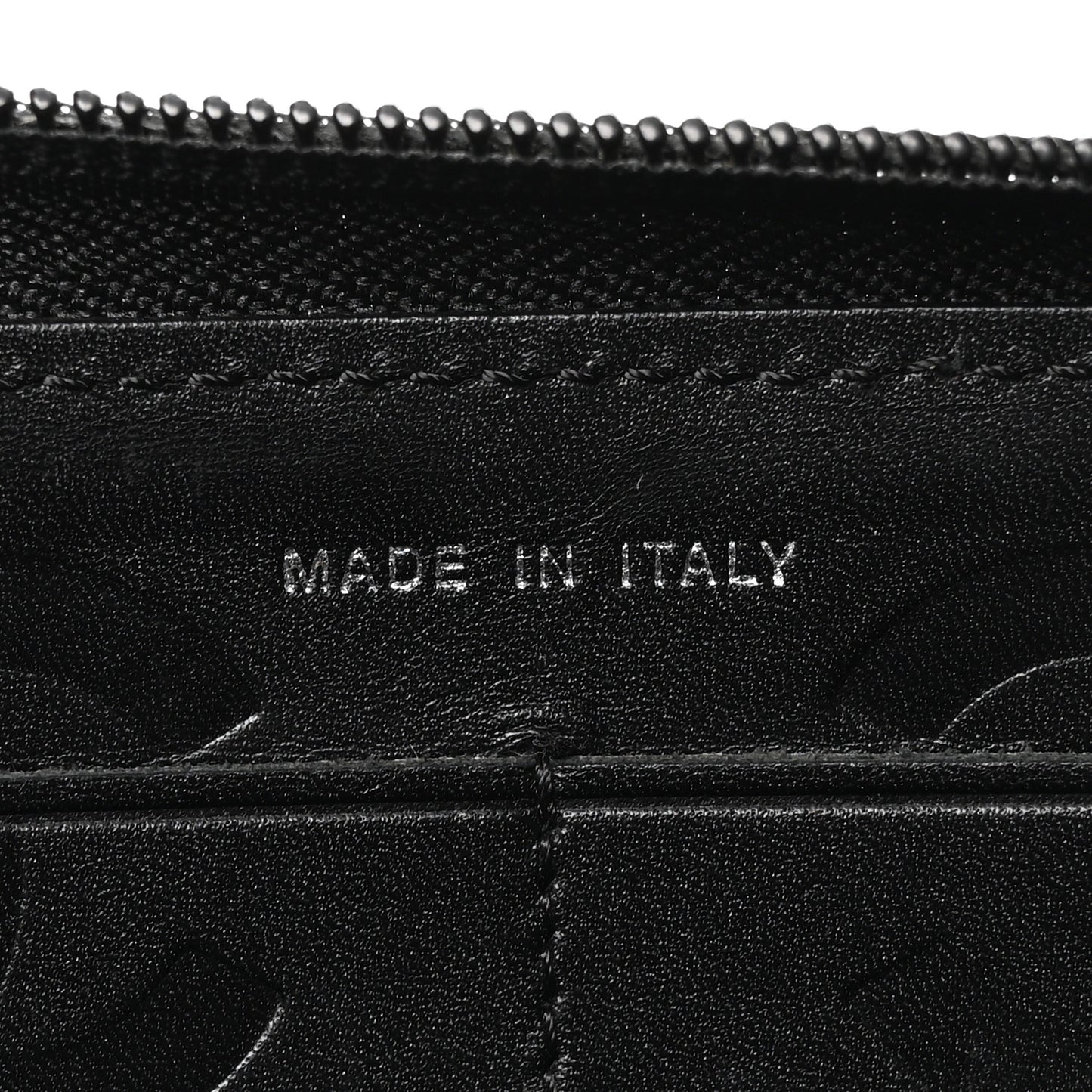 Calfskin Quilted Cambon Large Gusset Zip Around Wallet Black