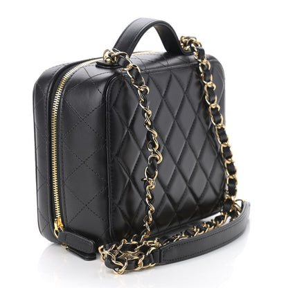 Chanel Lambskin Metal Quilted Golden Plate Vanity Case Black Golden Plate Vanity Case Black Gold 3 of 9