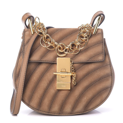 Chloe Suede Calfskin Quilted Drew Bijou Shoulder Bag Nut 1 of 12