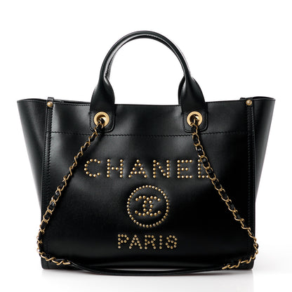 Chanel Caviar Small Studded Deauville Tote Black 1 of 15