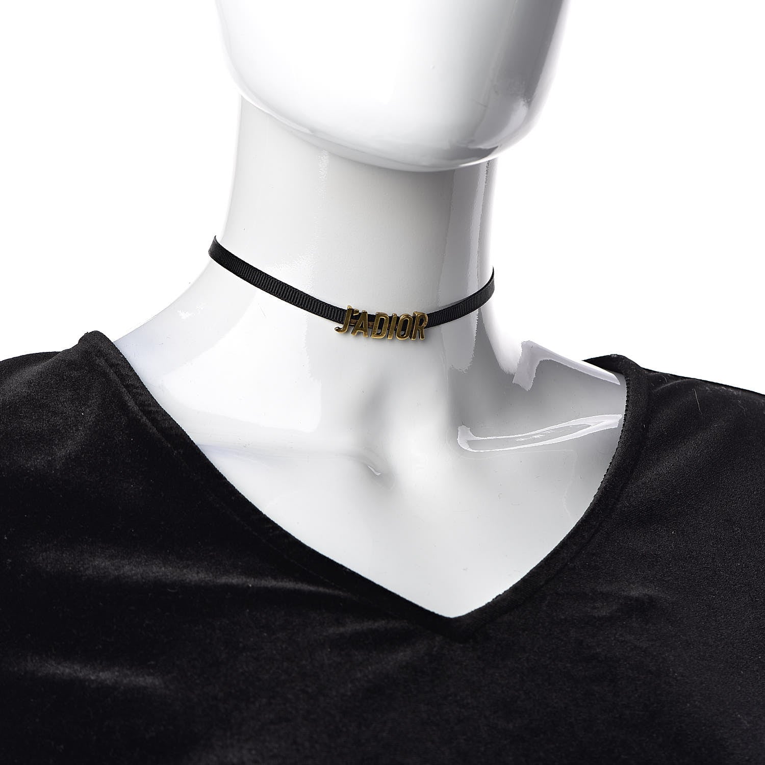 Christian Dior Grosgrain Ribbon J'Adior Logo Choker Necklace Black 2 of 5