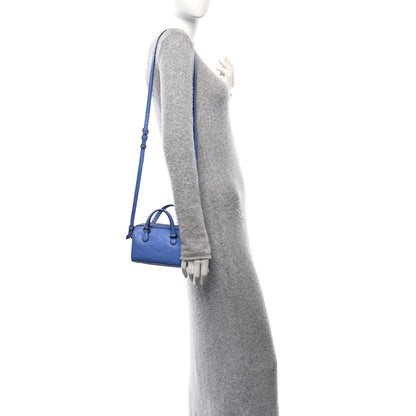 Gucci Calfskin Jumbo GG Embossed Super Mini Top Handle Bowler Bag Blue 2 of 10