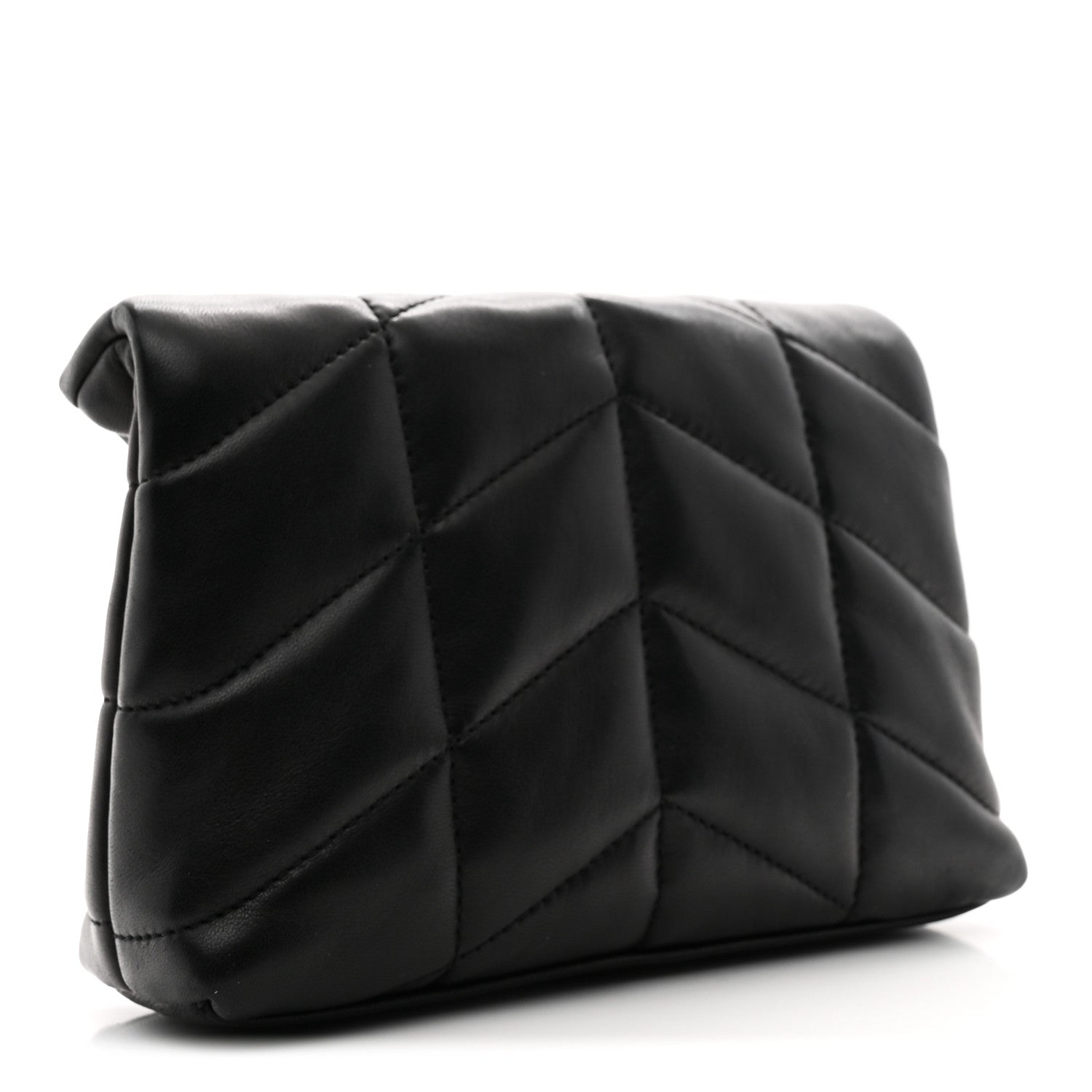 Saint Laurent Lambskin Monogram Loulou Puffer Pouch Clutch Black 4 of 11