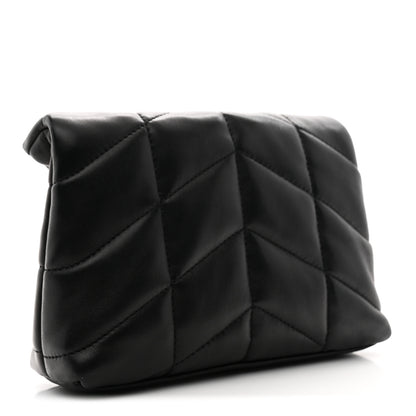 Saint Laurent Lambskin Monogram Loulou Puffer Pouch Clutch Black 4 of 11