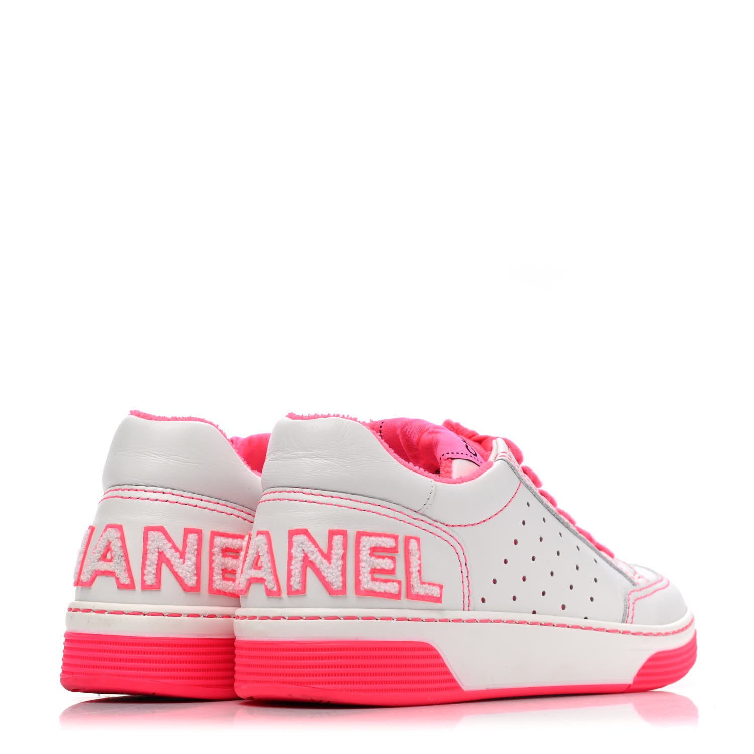 Chanel Calfskin Womens Logo Sneakers 36 Fuchsia White 3 of 4