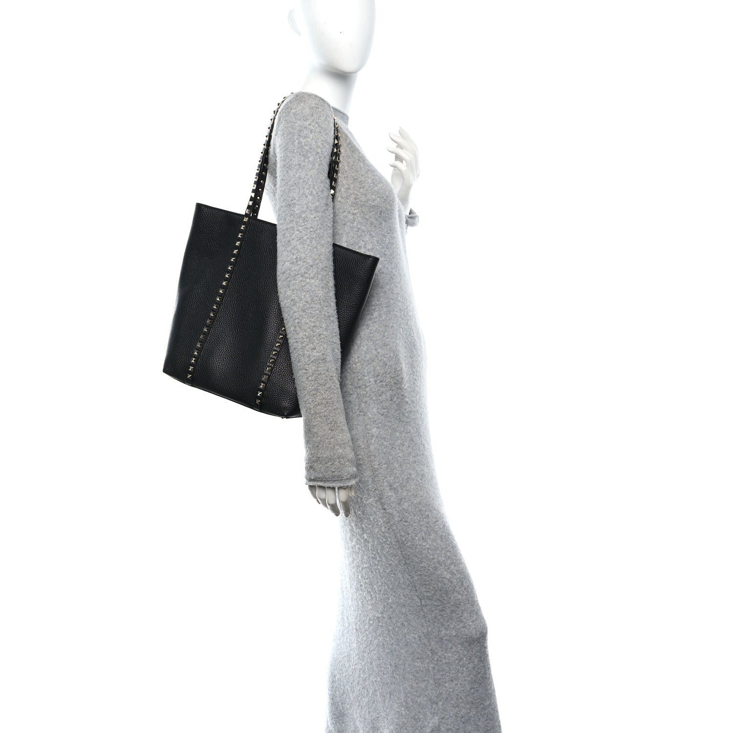 Valentino Garavani Grained Calfskin North South Rockstud Tote Black 2 of 10