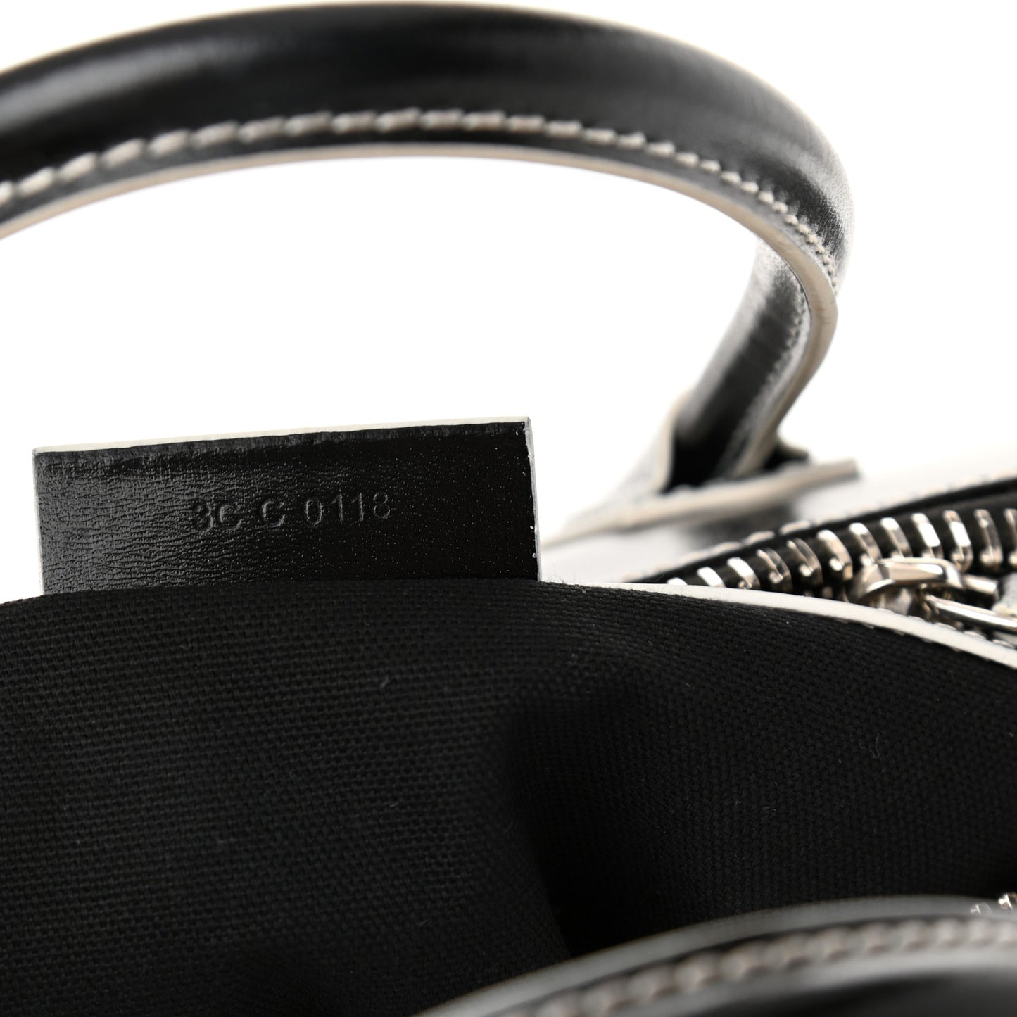 Calfskin Contrast Topstitch Small Antigona Black White