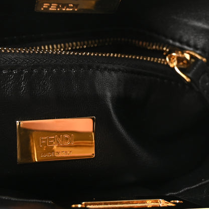 Fendi Shearling Nappa Macro FF 1974 Mini Peekaboo Iconic Satchel Tobacco Black 6 of 9
