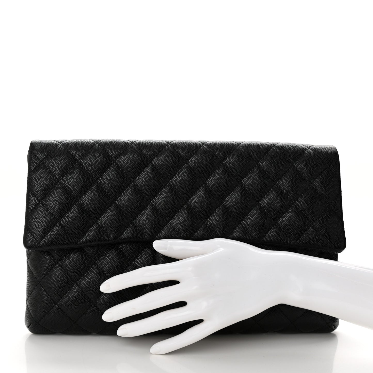 Caviar Quilted Flap Clutch Black
