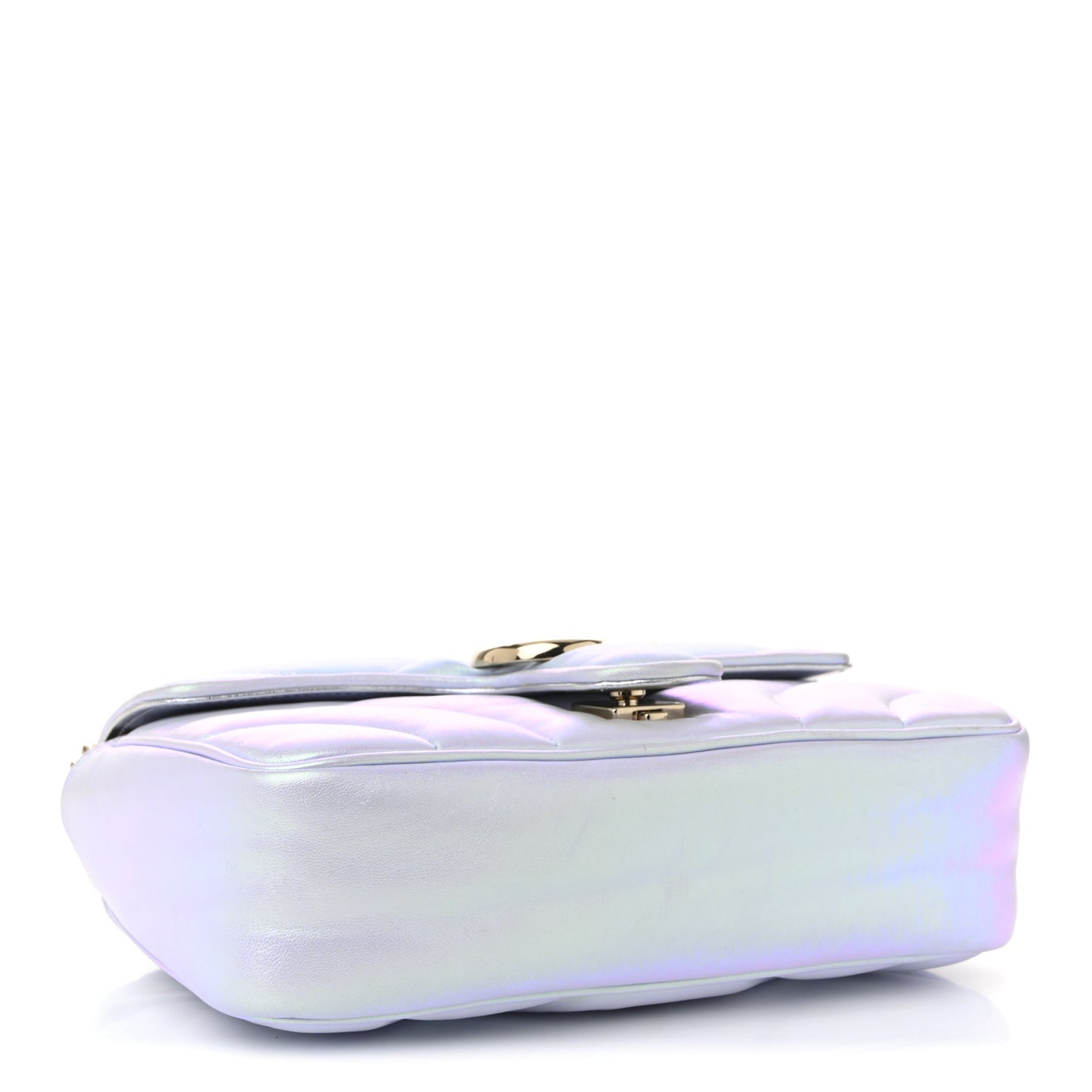 Iridescent Nappa Chevron Matelasse Small GG Marmont Shoulder Bag Iridescent Snow Light Blue