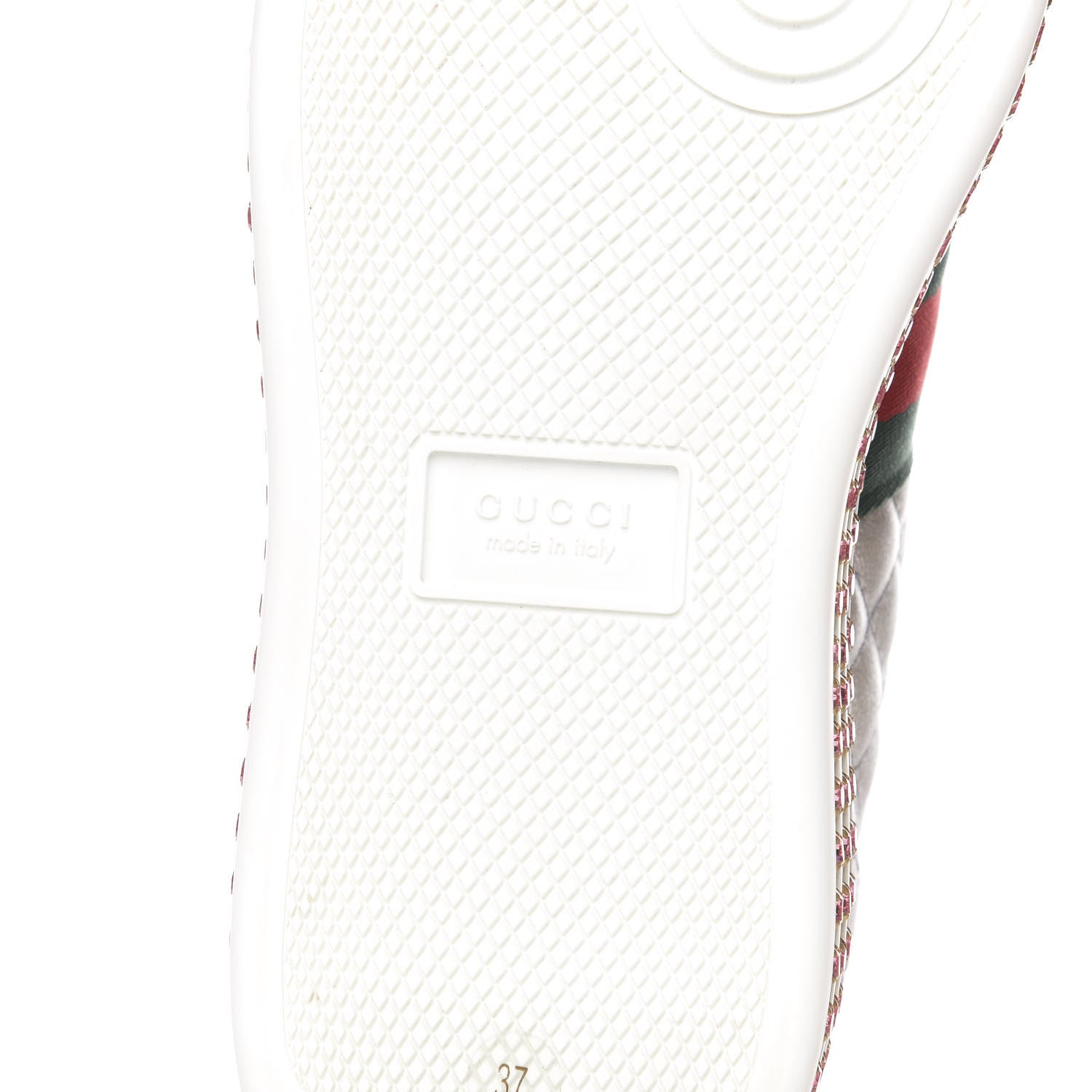 Gucci Laminated Nappa Crystal Web Bee Embroidered Trapuntata Womens Ace Platform Sneakers 37 Argento 8 of 9