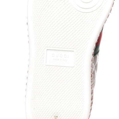 Gucci Laminated Nappa Crystal Web Bee Embroidered Trapuntata Womens Ace Platform Sneakers 37 Argento 8 of 9