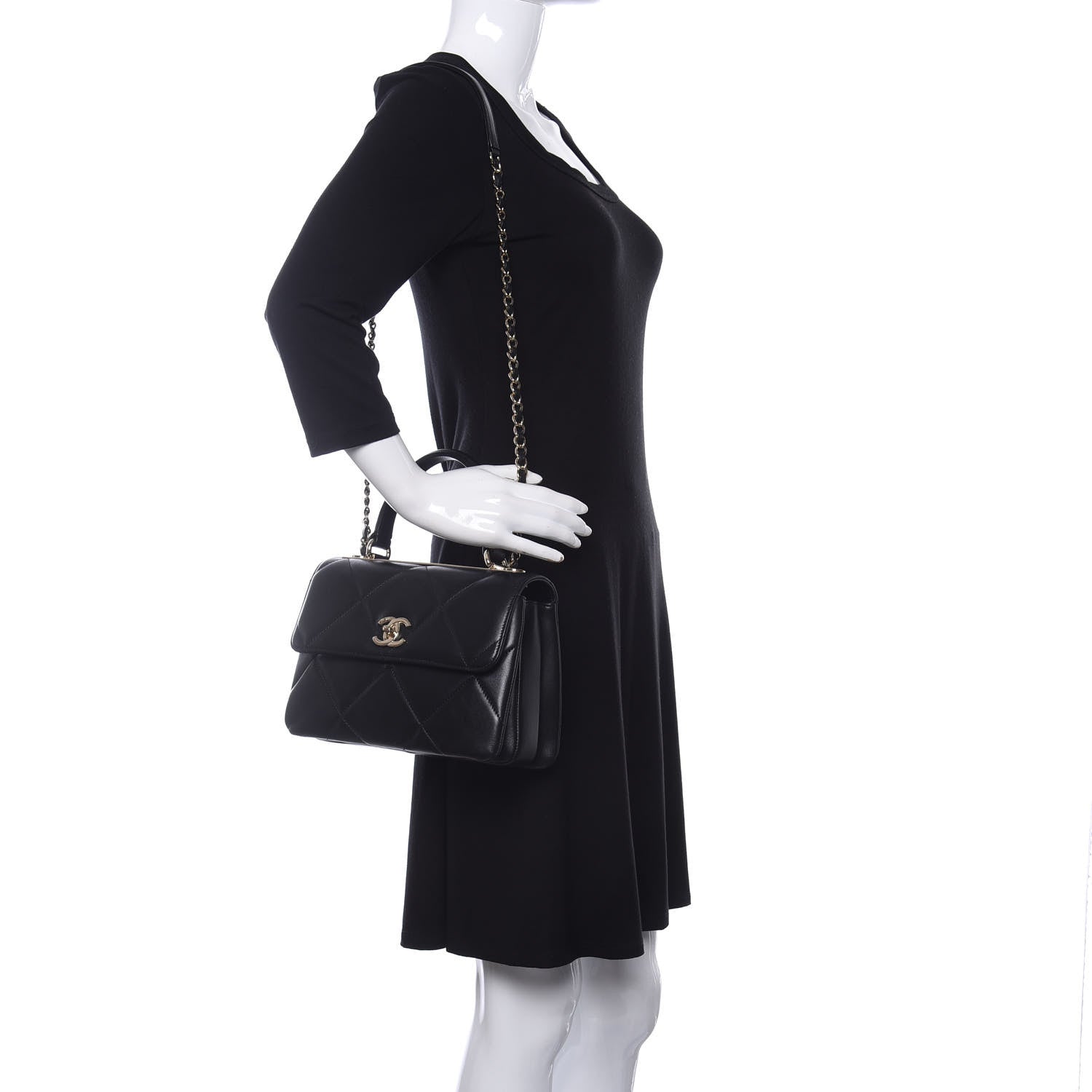 Chanel Lambskin Quilted Small Trendy CC Dual Handle Flap Bag Black 2 of 13