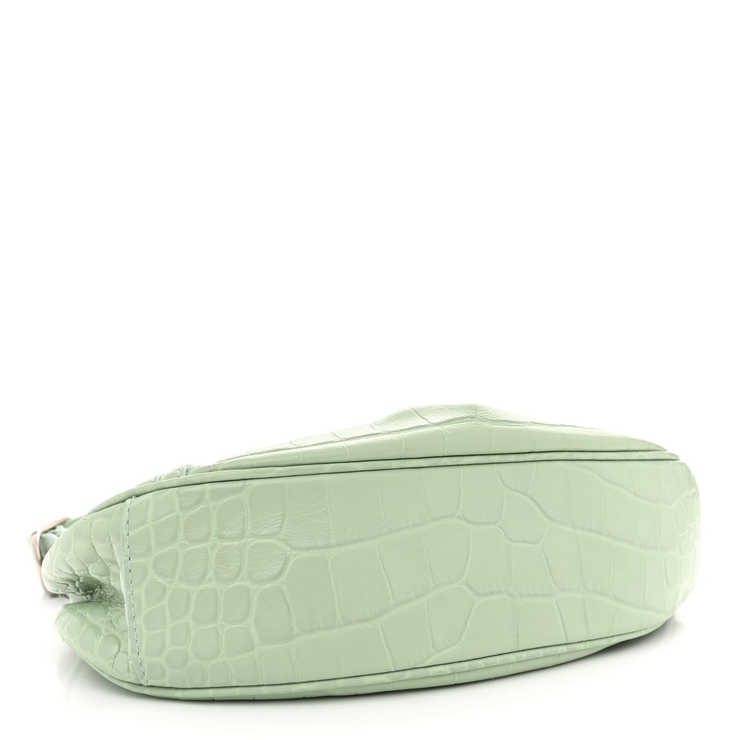 Extra Supple Calfskin Crocodile Embossed Le Cagole Shoulder Bag XS Light Green