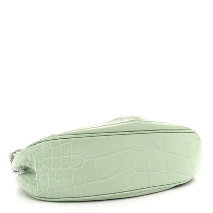 Balenciaga Extra Supple Calfskin Crocodile Embossed Le Cagole Shoulder Bag XS Light Green 4 of 12
