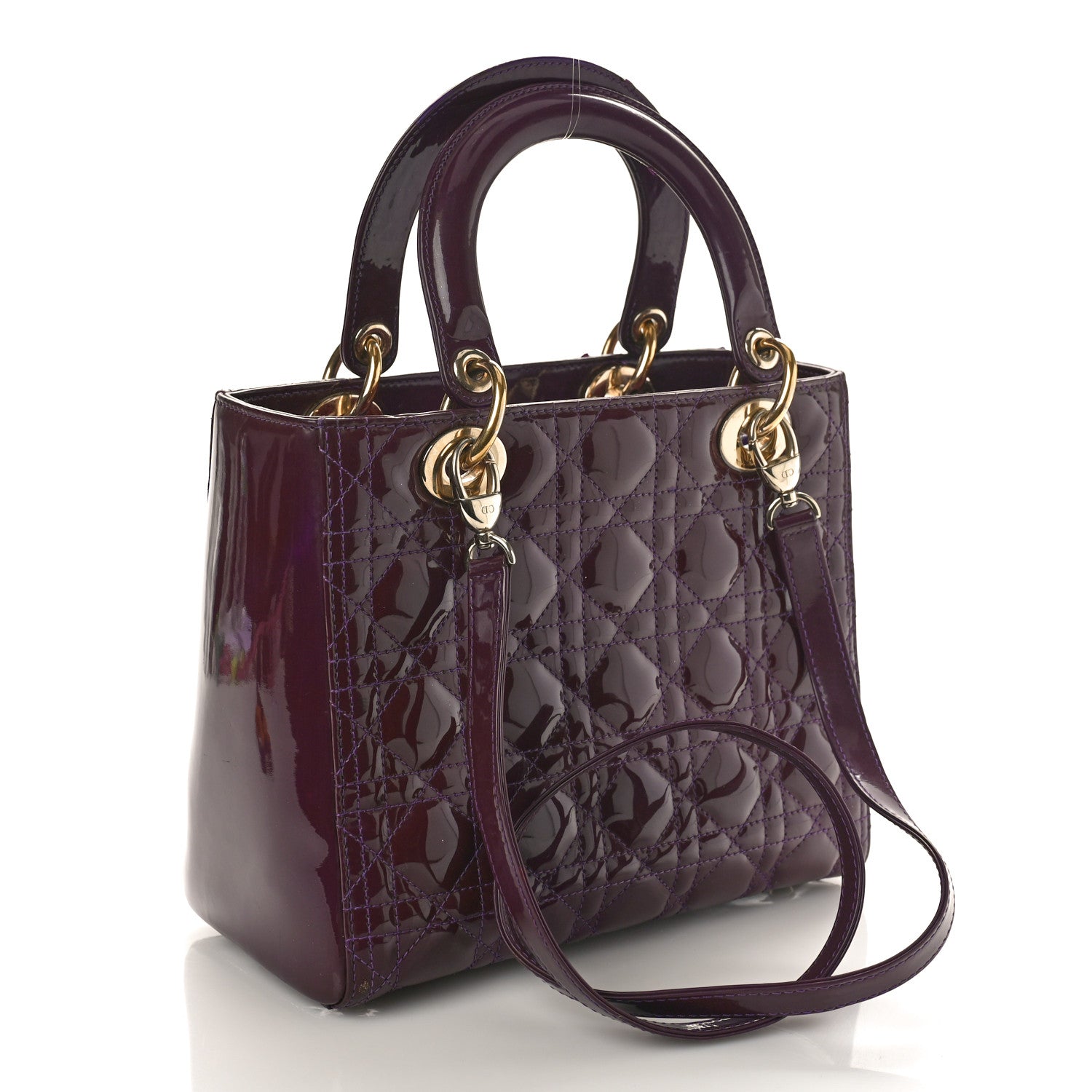 Christian Dior Patent Cannage Medium Lady Dior Purple 3 of 10
