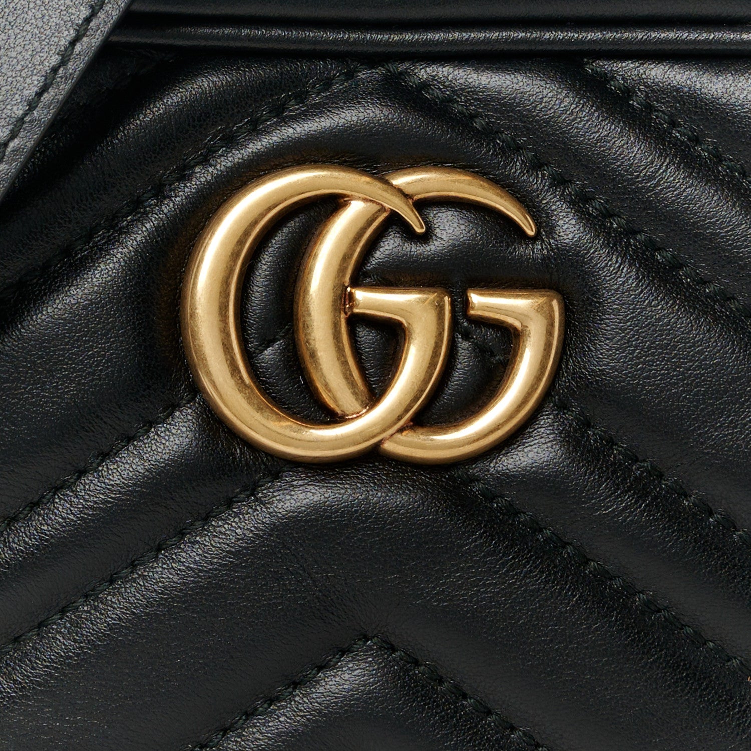 Gucci Calfskin Matelasse Mini GG Marmont Chain Shoulder Bag Black 9 of 11
