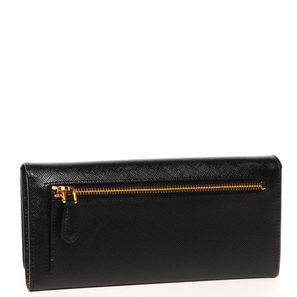 Prada Saffiano Metal Continental Flap Wallet Nero Black 3 of 12