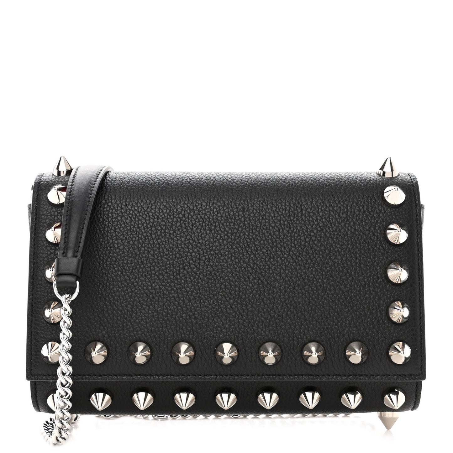 Calfskin Empire Maxi Spikes Paloma Clutch Black
