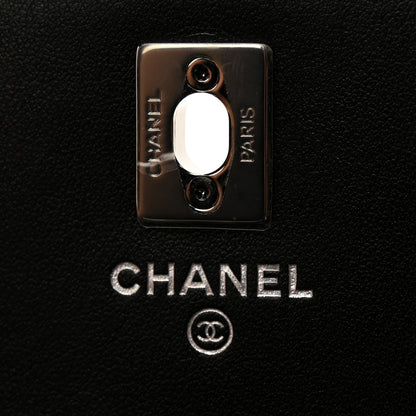 Chanel Shiny Crumpled Calfskin Strass Quilted Top Handle Clutch With Chain Black 6 of 11