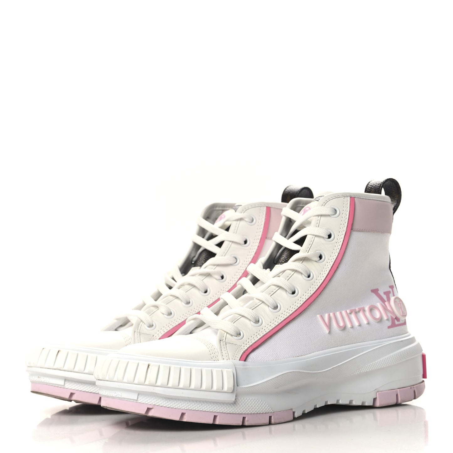 Canvas Monogram LV Squad Sneaker Boots 39 White Pink